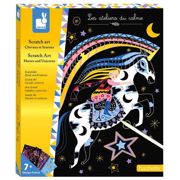 Janod Atelier imágenes para rascar Caballos y Unicornios Set Maxi