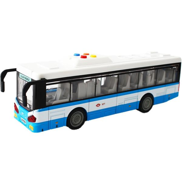 Mestský autobus na zotrvačník s osvetlením a zvukom - modrý