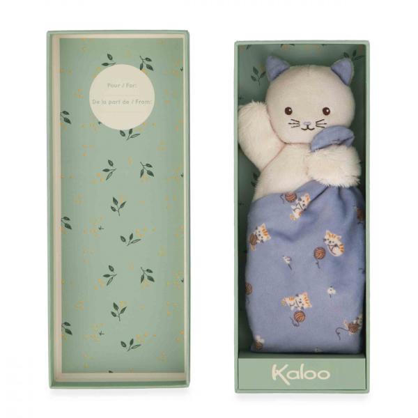 Kaloo Carré Douceur Plyšová hračka s látkovým muchláčkem Kočička fialová