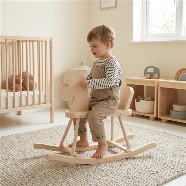 Dřevěný houpací koník pro děti Baby Mix přírodní (obrázek 3)