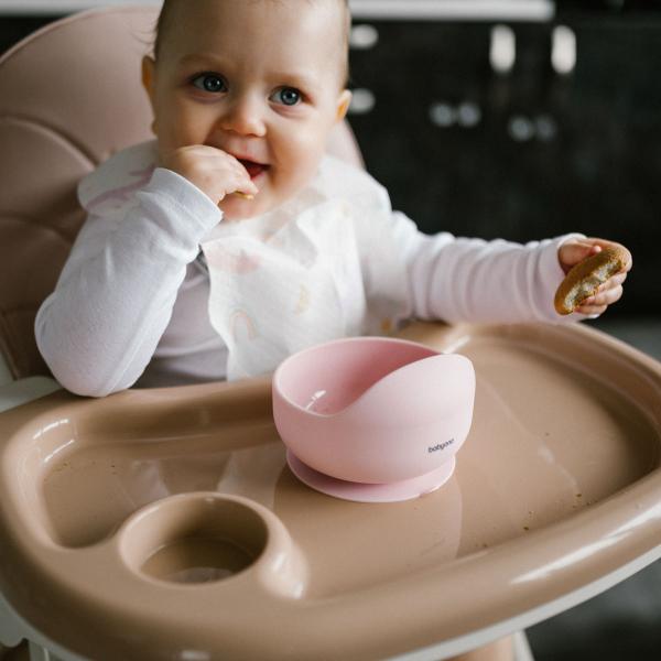 BABYONO Silikonová dudlíková miska s prísavkou - pink 6m+ (obrázek 5)