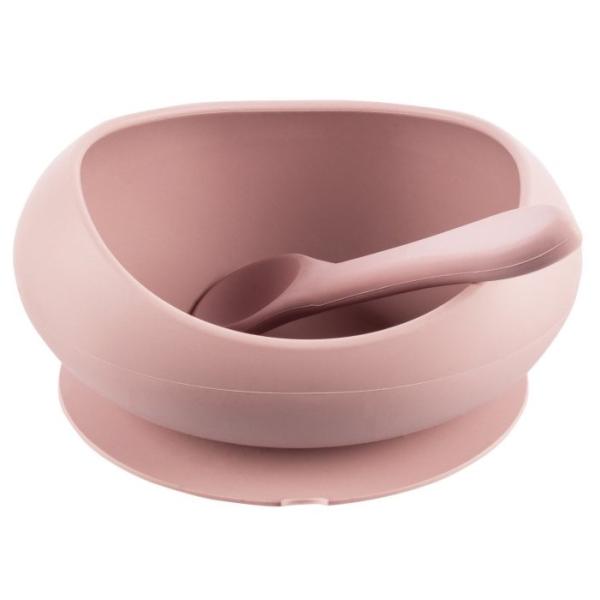 Silikonová miska se zvýšenými okraji a přísavkou, Old Pink