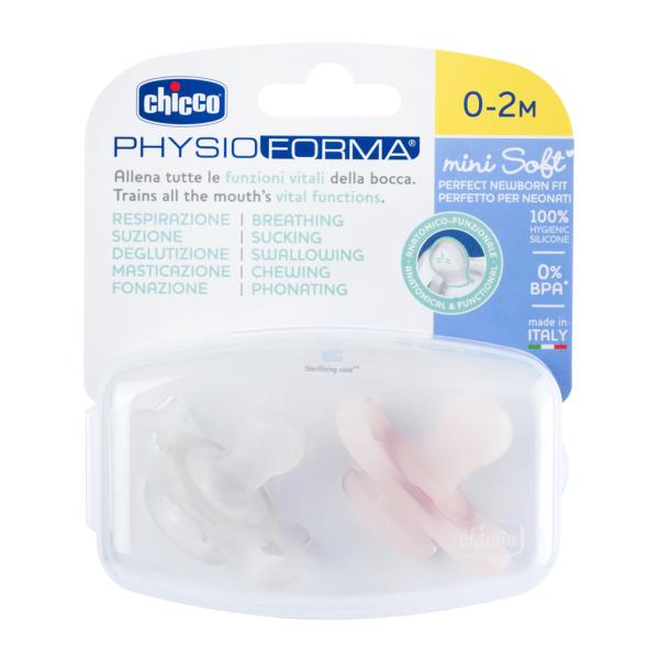 CHICCO Dudlík Physio Mini Soft celosilikonový 0-2m holka 2 ks (obrázek 2)