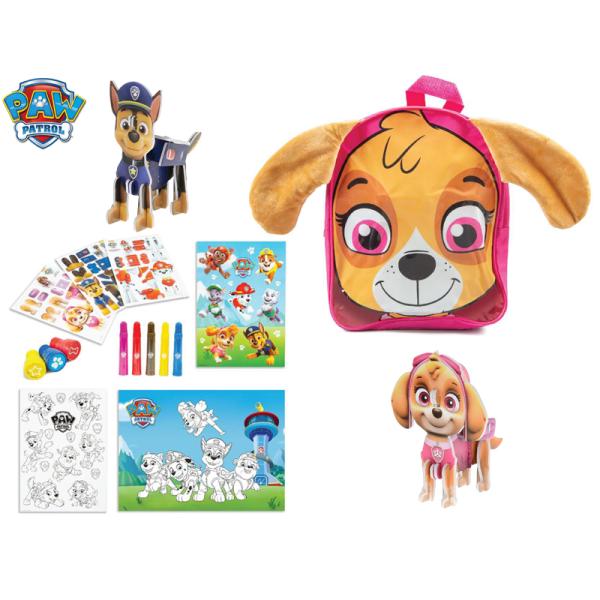 Paw Patrol tvorivá sada s farbičkami, nálepkami a omaľovánkami v batôžku Skye