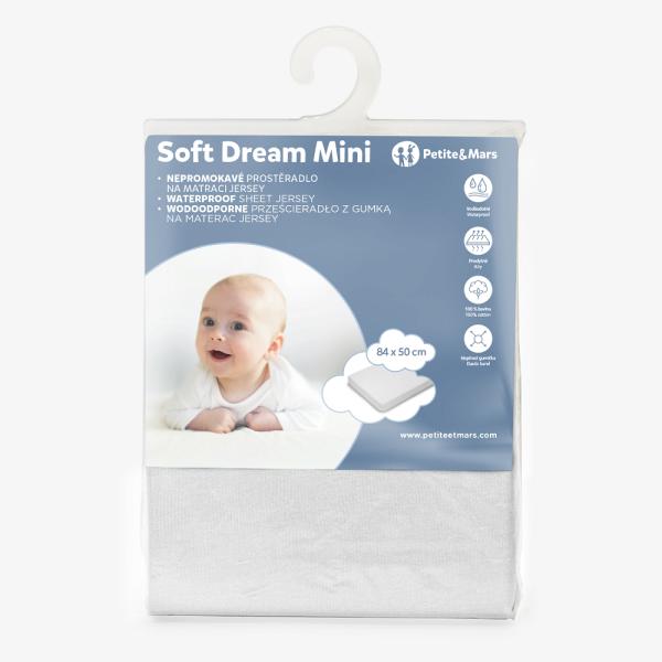 PETITE&MARS Napínací plachta nepromokavá do malé postýlky Soft Dream Mini 84 x 50 White (obrázek 4)