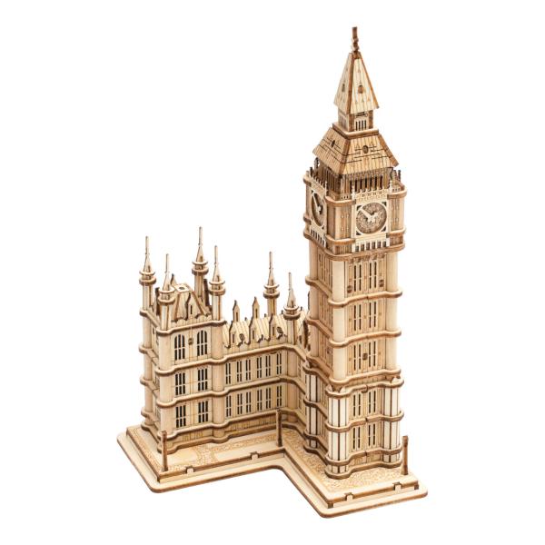 RoboTime dřevěné 3D puzzle hodinová věž Big Ben svítící (obrázek 5)
