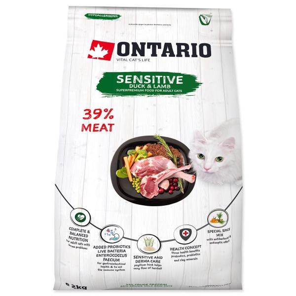 Krmivo Ontario Cat sensitive/Derma 2kg