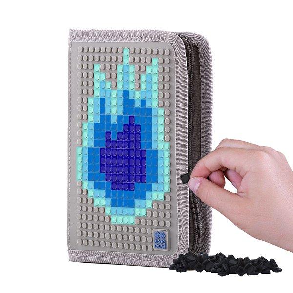 PIXIE CREW školní pouzdro šedě-modré