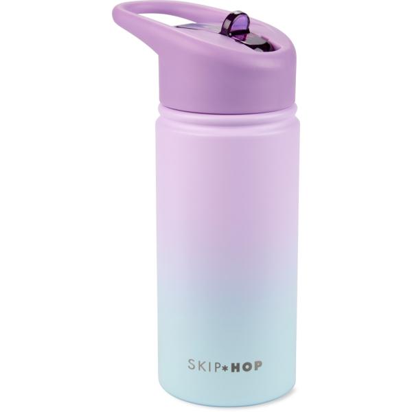 SKIP HOP Láhev s brčkem nerezová Wander - ombré purple, 450ml