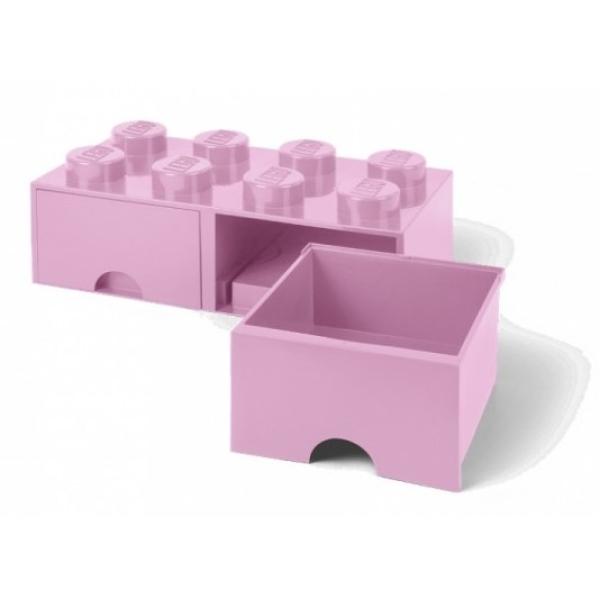 LEGO® úložný box 8 – se zásuvkami světle růžová 250 x 500 x 180 mm