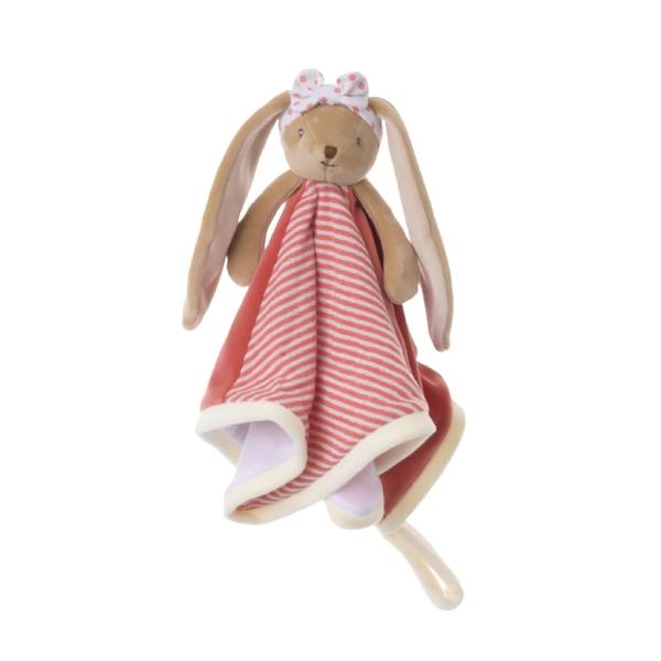 BK BABY BUNNY mazlíček červený s proužky (30x30 cm) s dárkovým boxem Bukowski Design