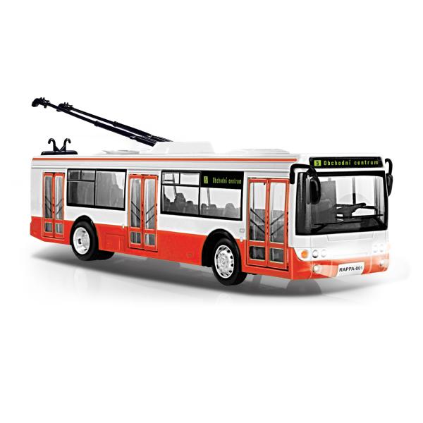 Trolejbus, který hlásí zastávky česky, 28 cm