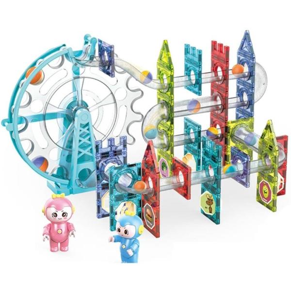 Guličková dráha magnetická plast 80ks 16 guličiek + doplnky na batérie so svetlom