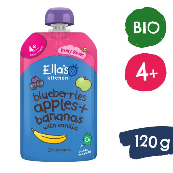 Ella's Kitchen BIO Jablko, čučoriedka a banán (120 g)