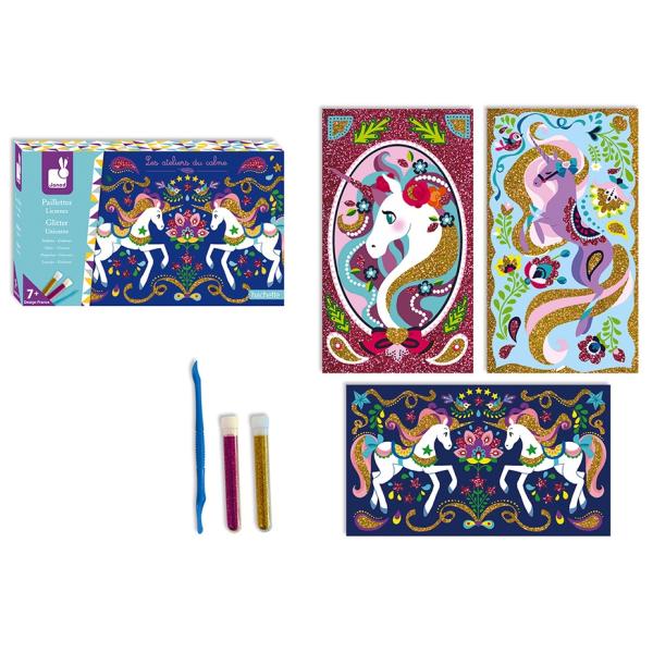 Janod Atelier Jednorožec barevný písek s třpytkami Sada Midi