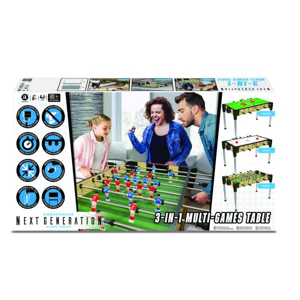 Herní stůl 3v1 – hokej, fotbal, kulečník 122 cm