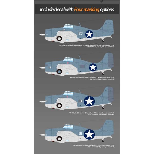 Model Kit letadlo 12355 – USN F4F-4 Wildcat „Bitva o Midway“ (1:48)