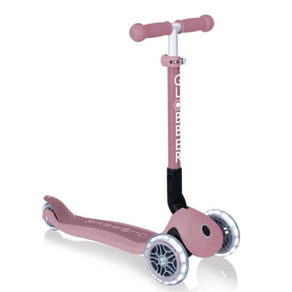 Globber Detská kolobežka Junior Foldable lights ECO - Berry