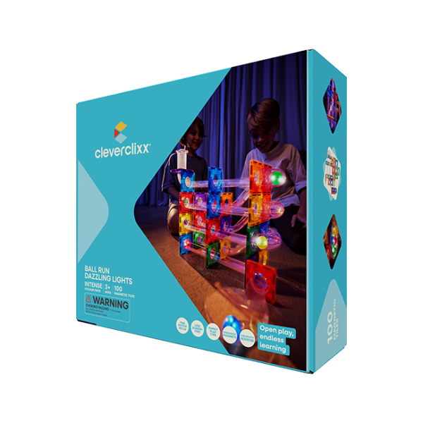 Cleverclixx Pista de Canicas Dazzling Lights Pack Intense – 100 piezas
