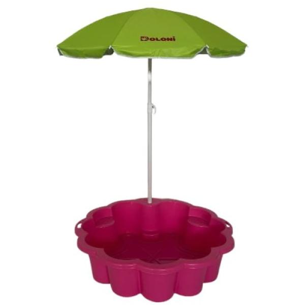DOLONI Detské pieskovisko kvet s dáždnikom - zelená/ružová