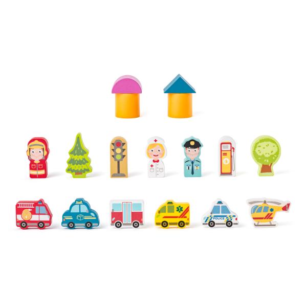 Woody Stavebnice kostky Město ve vědru, 115 ks