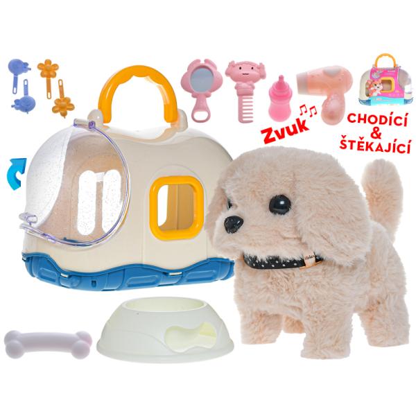 Psík plyšový 19cm na batérie chodiaci a štekajúci