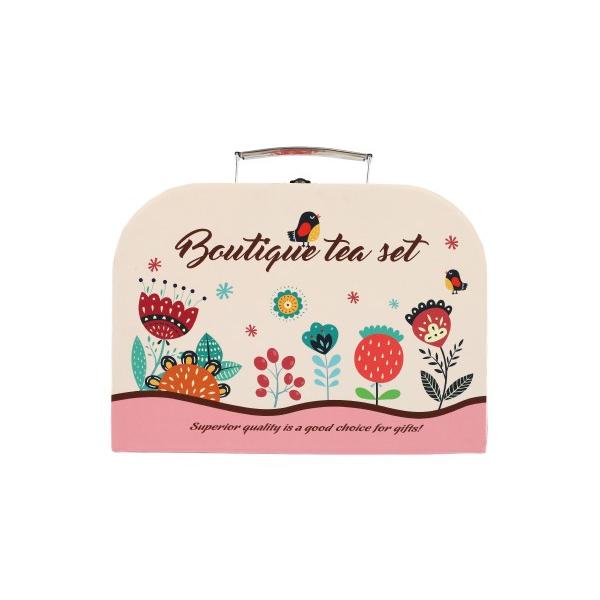 Čajová sada nádobí plech s doplňky v kufříku