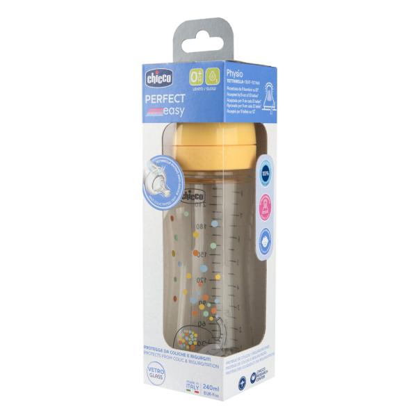 CHICCO Láhev kojenecká skleněná Perfect Easy 240 ml slow silikon neutral 0m+ (obrázek 3)