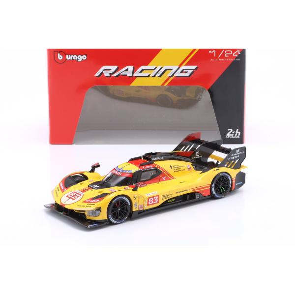 Bburago 1:24 Ferrari Racing – 499P LMH žlutá č.83 – 24h Le Mans Livery 2024