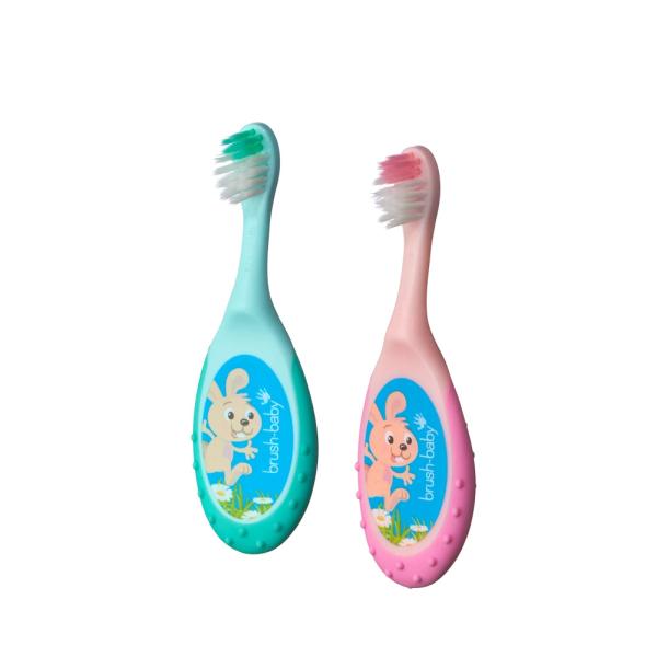 Brush-baby FlossBrush 2in1, první zubní kartáček a kousátko 2v1, 0-3 roky