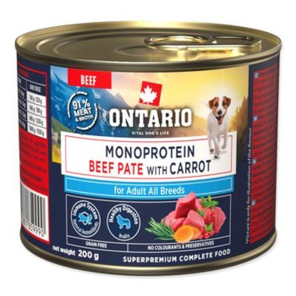 Konzerva Ontario Adult monoprotein hovězí paté s mrkví 200g