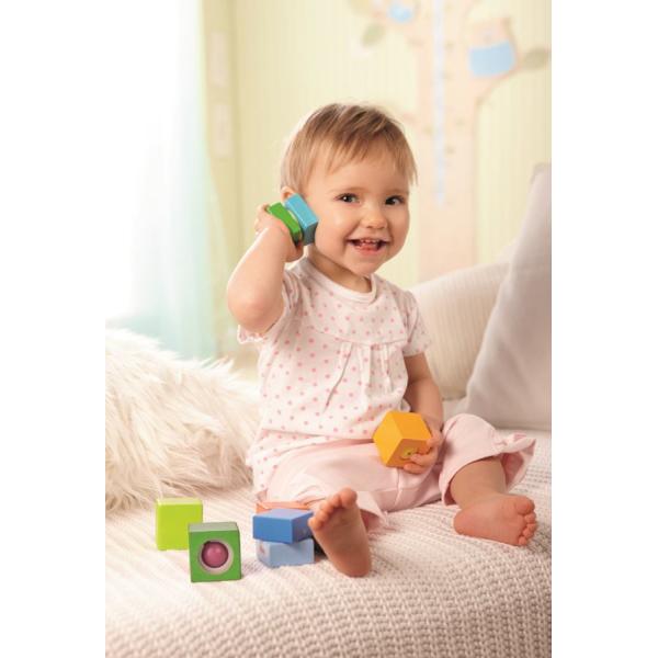 Haba Smyslové kostky 6 ks na rozvoj motoriky poznávání barev se zvuky