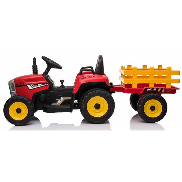 Elektrický Traktor Workers s vlečkou, červený, Pohon zadních kol, 12V baterie (obrázek 4)