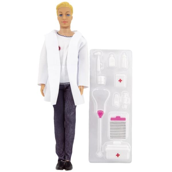 Panáčik doktor nekĺbový plast 30cm s doplnkami