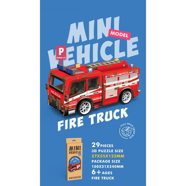 3D puzzle dřevěné – Hasičské auto 12 cm