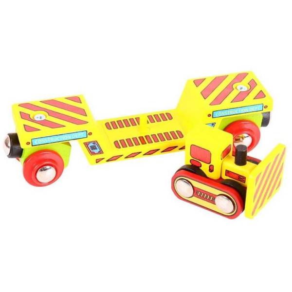 Vagone Ferroviario Bigjigs Con Bulldozer + 2 Cingoli-image