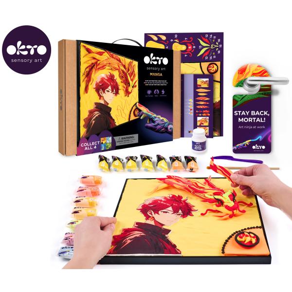 OKTO Manga motiv živlů „Oheň“ výtvarný set 30×40 cm