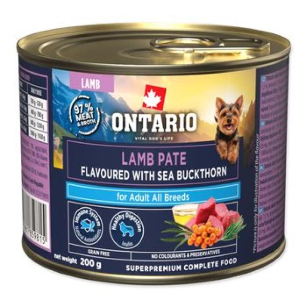 Konzerva Ontario Adult jehněčí paté s příchutí rakytníku 200g