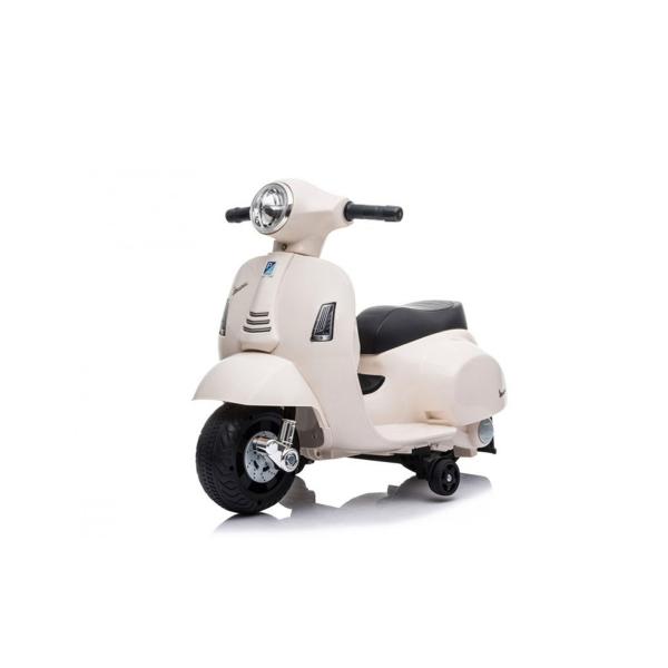 Moto elettrica Vespa GTS, bianca, con ruote ausiliarie, omologata, batteria 6V, 30