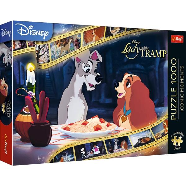 TREFL Puzzle 1000 Premium Plus Kvalita Ikonické momenty Lady a Tramp