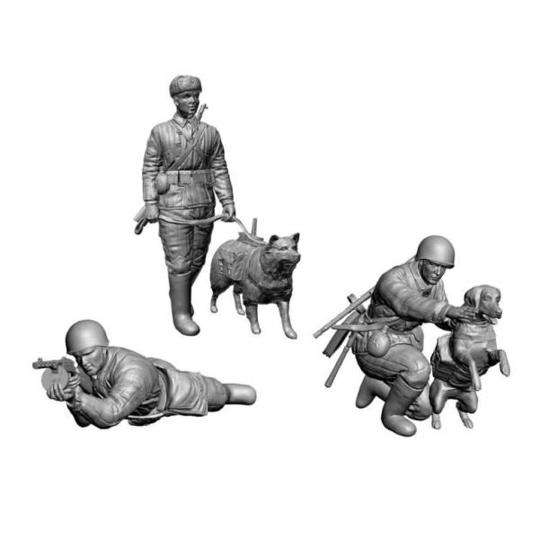 Model Kit figurky 3611 – Sovětští lovci tanků se psy (1:35)