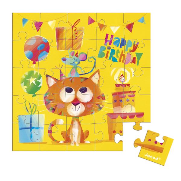 Janod Blahopřání k narozeninám s puzzle Kočka