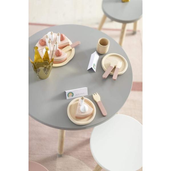 Flexa Dřevěný kulatý stůl pro děti červený Dots