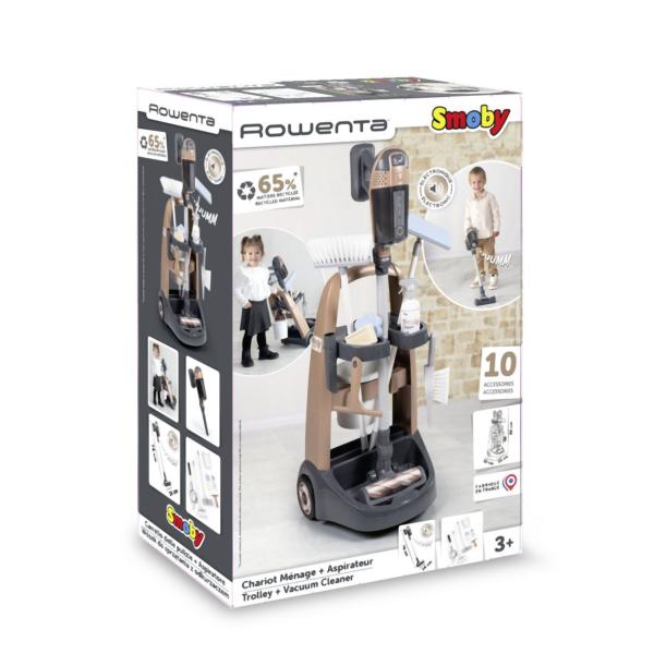 Smoby Vozík pro malou uklízečku s tyčovým vysavačem Rowenta