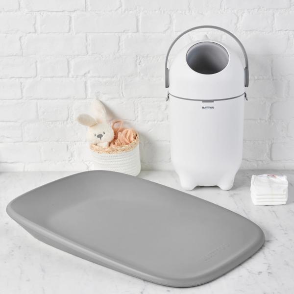 NATTOU Koš na pleny Dropy a prebaľovacia podložka Softy White/Grey 50×70 cm