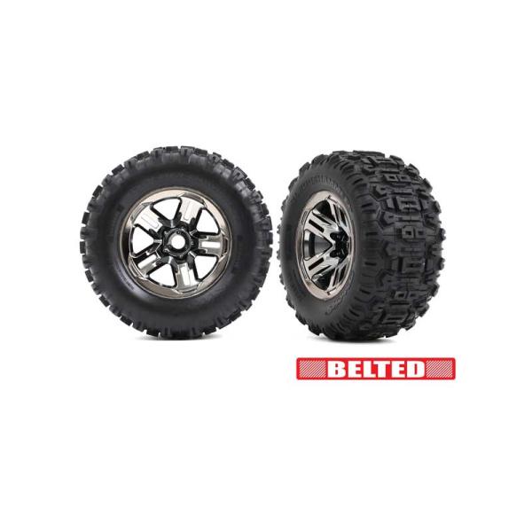 Traxxas koleso 3.8", disk čierny chróm, pneu Sledgehammer belted (2)