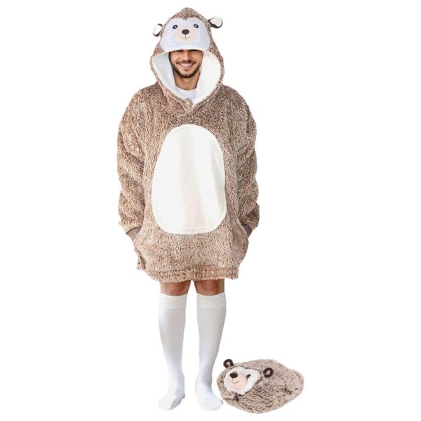 Cozy Noxxiez CH366 Ježek – hřejivá televizní mikinová deka s kapucí pro teenagery a dospělé