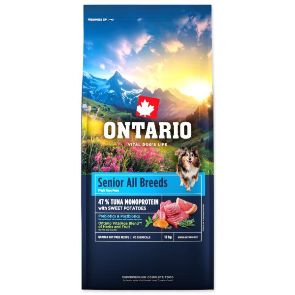 Krmivo Ontario Senior All Breeds Monoprotein Tuna & Sweet Potatoes 12kg