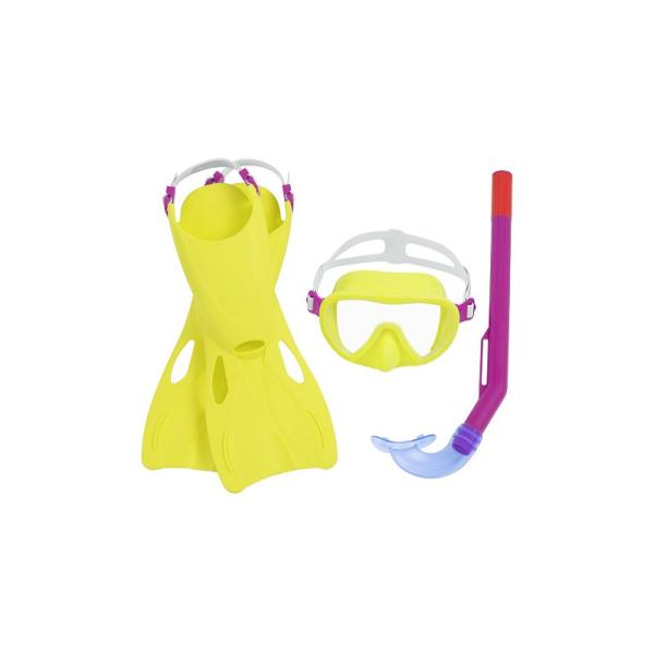 Šnorchovací set detský Essential, plutvy, okuliare, šnorchel (žlto-ružový, modro-zelený) (obrázek 3)