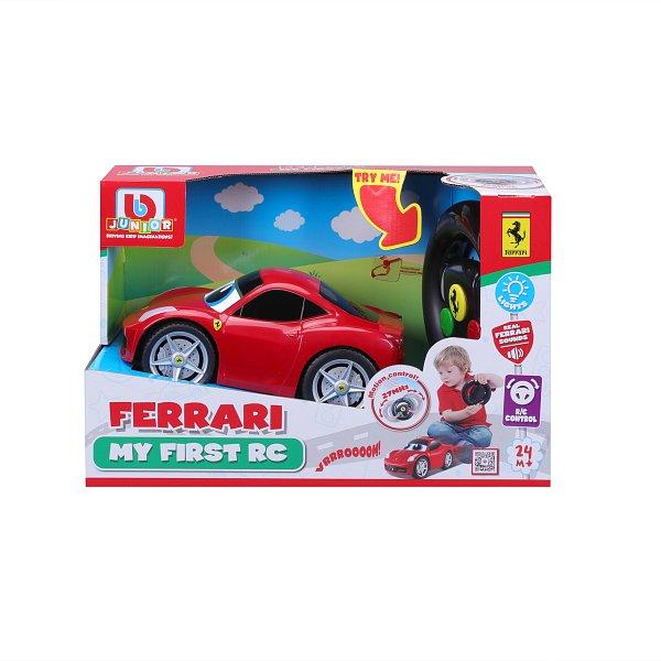 BB Junior RC – Ferrari 458 Italia se světly a zvuky, dálkový ovladač volant, červená